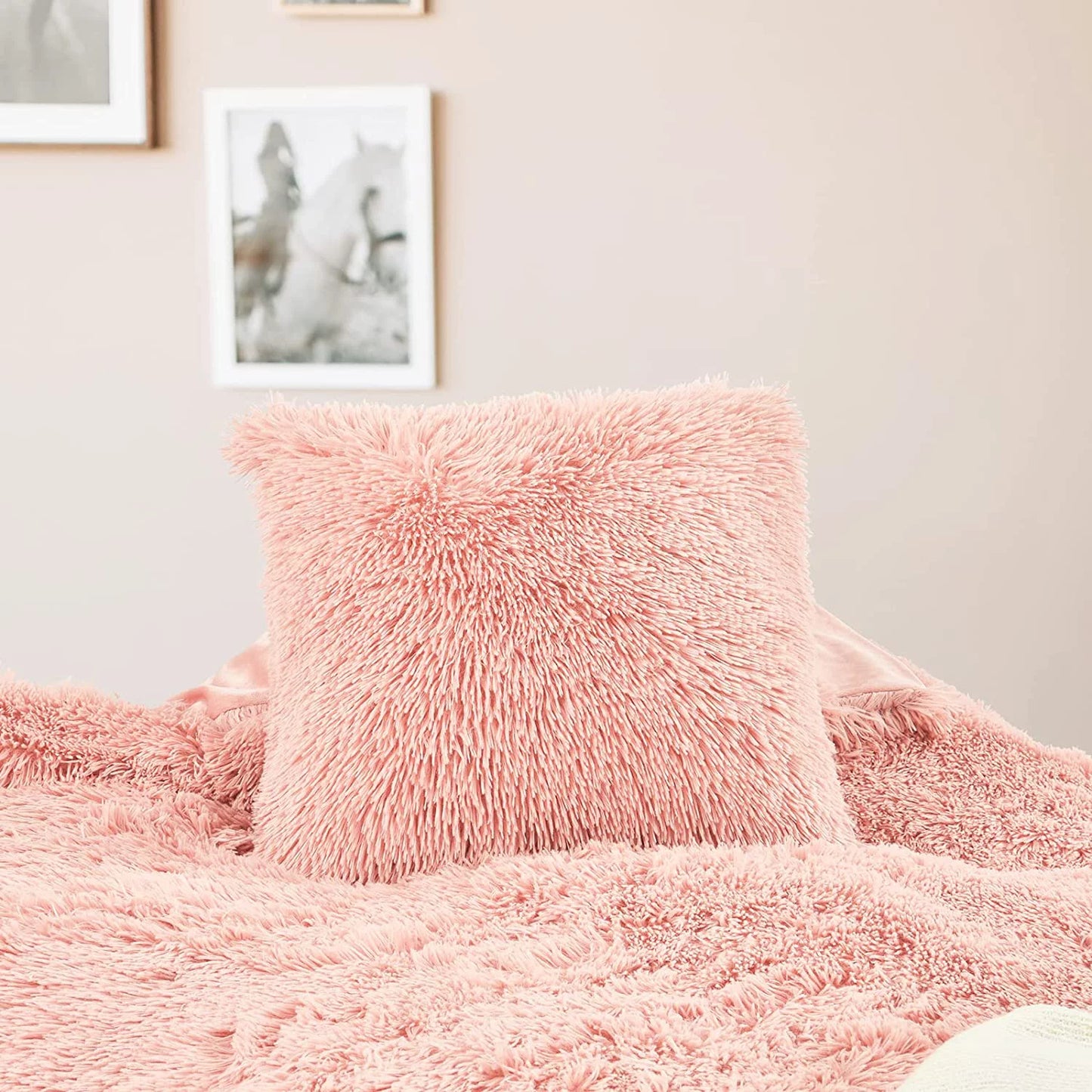 Luxury Fluffy Fuzzy Queen Bedding Comforter Set,4 Pieces Shaggy Duvet Cover Set,Furry Plush Velvet Comforter Cover with Zip Closure,Queen,Green