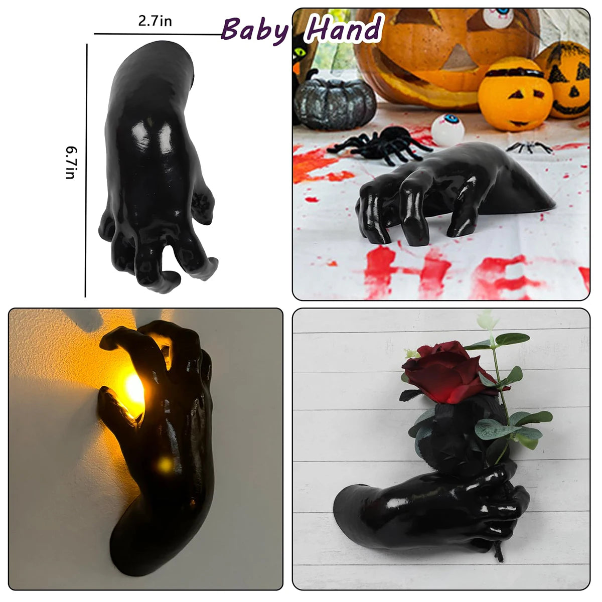 Halloween Decorations Wall Mounted Creepy Reaching Hands Life-Sized Horror Hands for Wall Decorations Gothic Hanging Sculpture