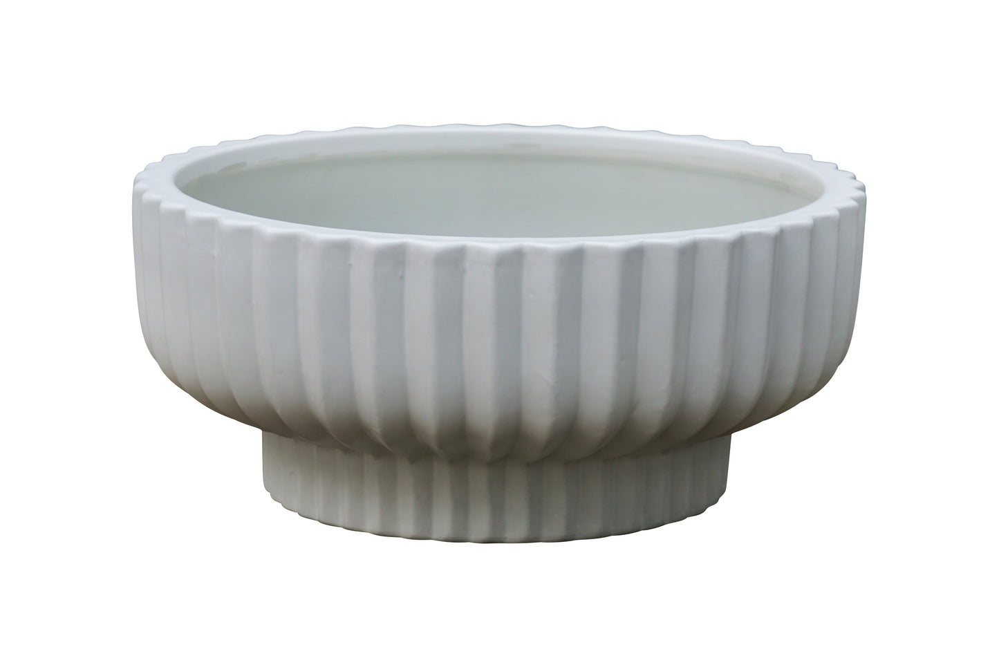 Pottery 12" Fischer round Ceramic Planter, White