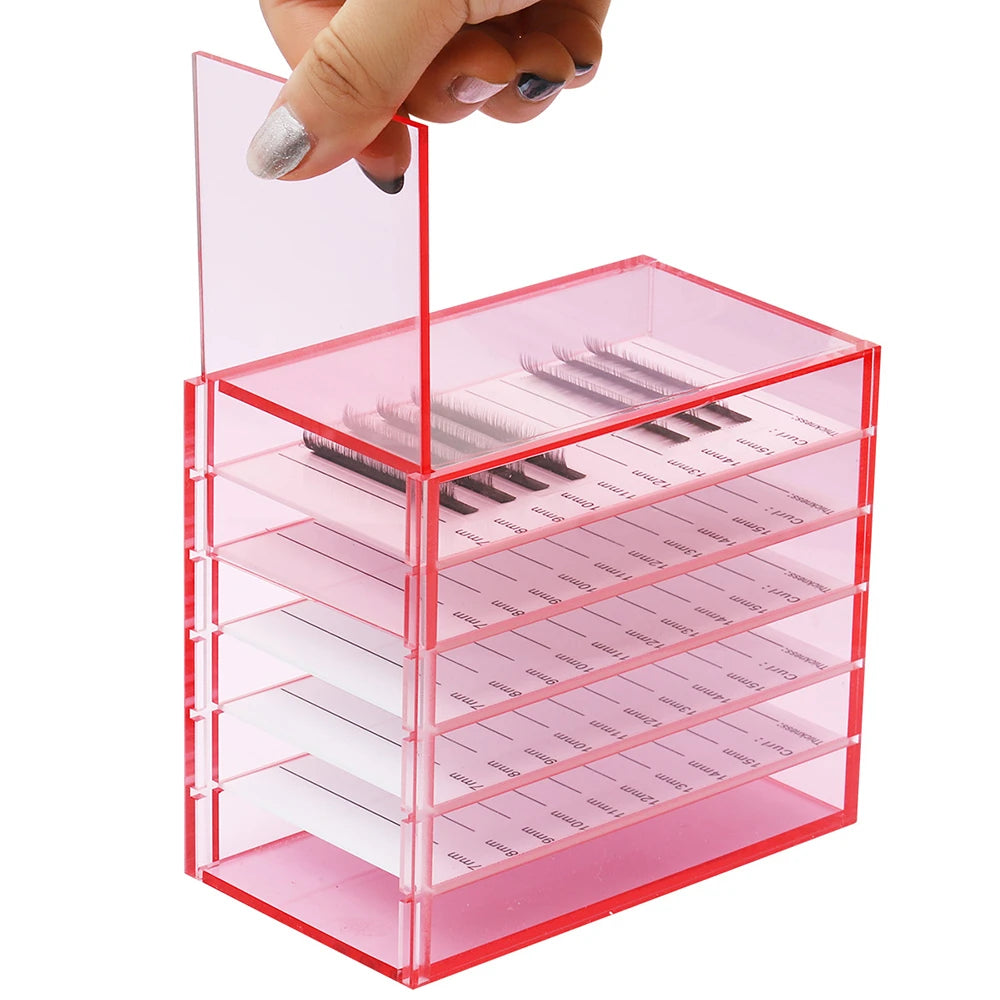 False Eyelashes Storage Box 5 Layers Acrylic Pallet Individual Lash Volume Display Stand Holder for Makeup Lash Extension Tools