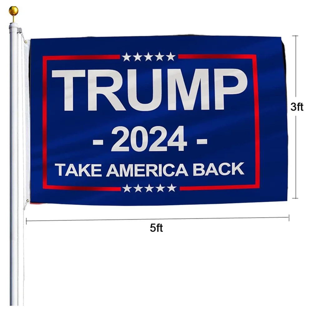 Trump 2024 Flag, 3X5 Feet Trump Flag 2024 Take American Back, Trump Flags American Flag with Brass Buttonhole Trump Flag for Outdoor Room