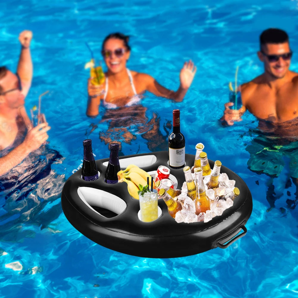 Swimming Pool Float Beer Table Cooler Table Bar Tray Inflatable Cup Holder Phone Pad Swimming Pool Mattress Food Drink Holder