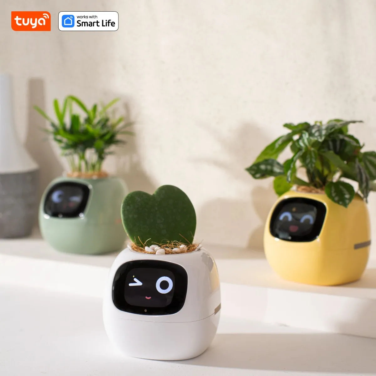 Tuya Ivy Smart Planter,Endless Fun over 49 Rich Expressions,7 Smart Sensors,Ai Chips Make Raising Plants Easy and Fun