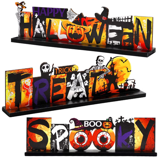 3 Pieces Halloween Table Decorations Pumpkin Table Centerpiece, Halloween Indoor Decor Table Decor for Halloween Party Supplies , Orange 10'' L X 2.9'' H