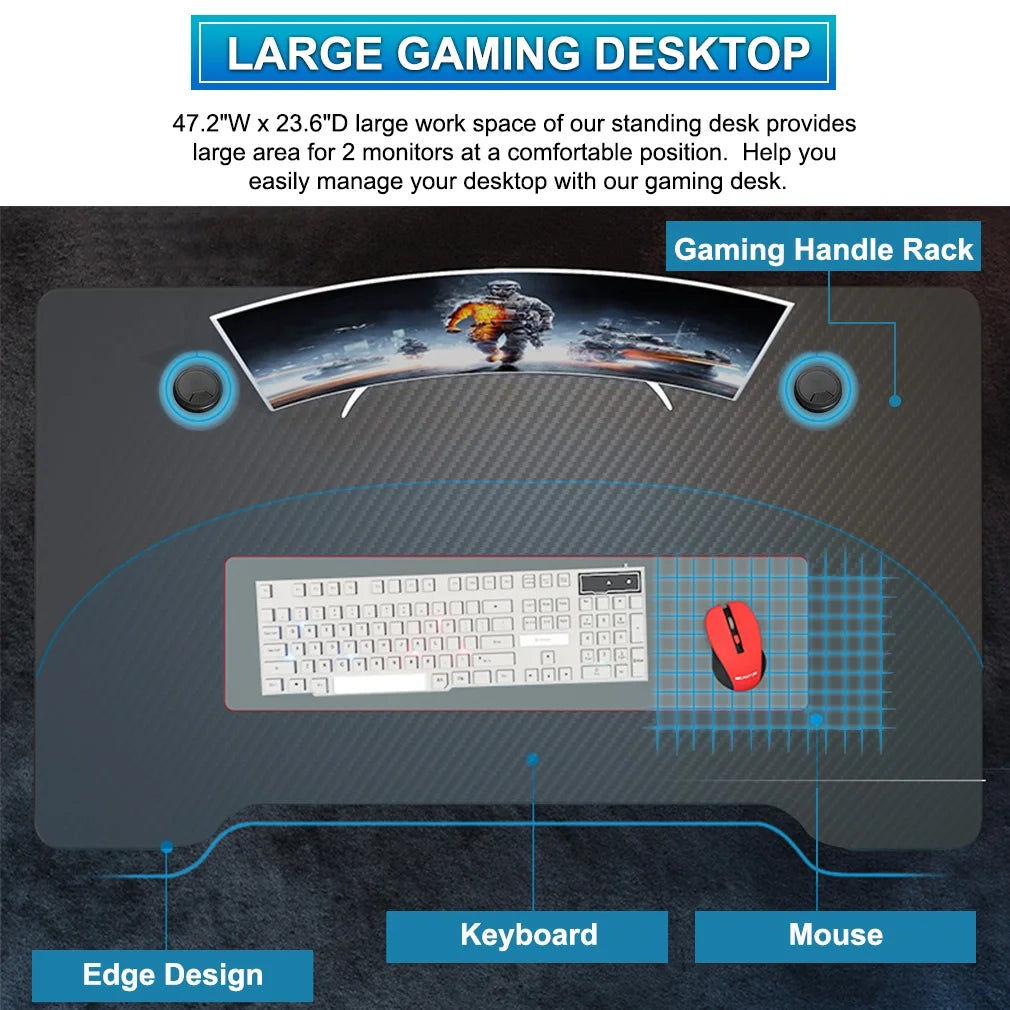 Gaming Desk Computer Desk 47.2 Inches Writing Desk Ofiice Desk Student PC Desk Extra Large Modern Ergonomic Racing Style Table Workstation Carbon Fiber Cup Holder Headphone Hook